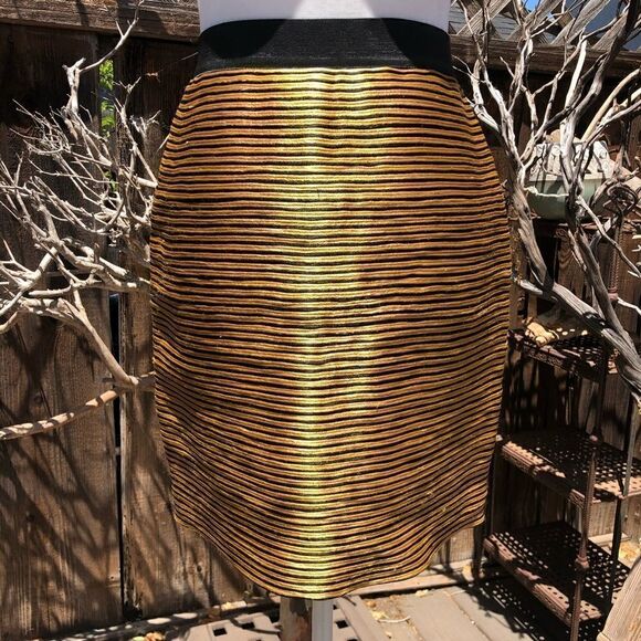 3.1 Phillip Lim Gold & Black Striped Mini Skirt - Picture 5 of 11